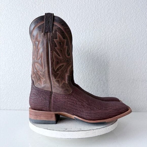 NEW Rod Patrick Mens Cowboy Boots Size 8B Brown Shark Leather Western Square Toe - Picture 4 of 12